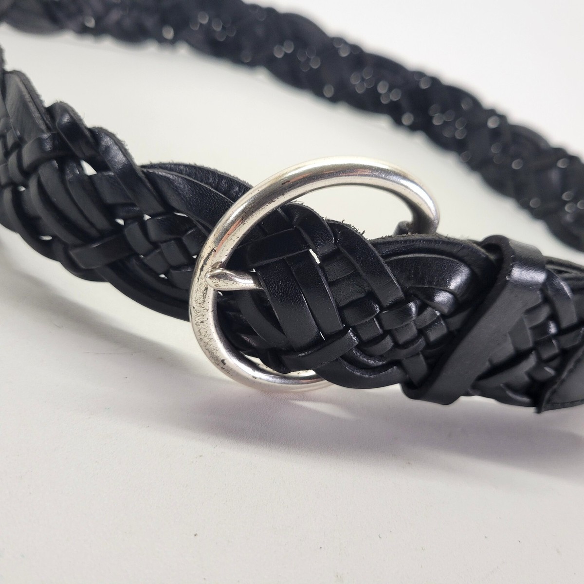 Talbots Braided Leather Belt 32 34 36 Small Black 6120 | eBay