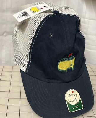 Masters Tournament Fitted Stretch Navy Golf Hat L/XL Size Augusta National