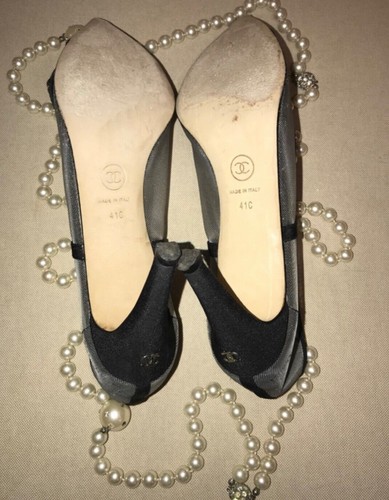 CHANEL COCO Mesh CC Floral Logo Black Pointed toe CC on Heel Pumps Size 41 - Picture 21 of 21