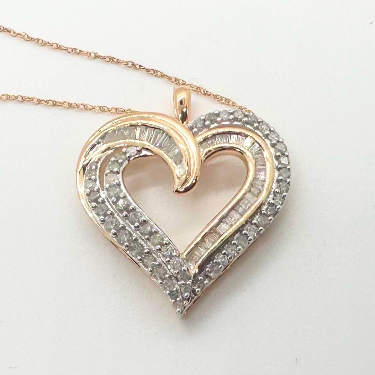 ネックレス・ペンダント MORELLATO 8206 1POINT DIAMOND HEART MOTIFS NECKRACE DIAMONDS Beautiful 1.00 ct Diamond Heart Necklace - 14kt Rose Gold