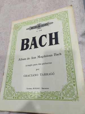 Bach Album De Ana Magdalena For Classical Guitar Vintage Sheet Music,20 Pieces 