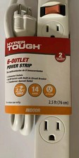 New Hyper Tough 6 Outlets 2.5ft Surge Strip 500j White