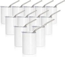 12 Pack 3 OZ Sublimation Mini Skinny Tumblers Blanks White Stainless Steel Mug