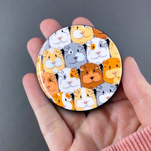 Guinea Pig Pattern Pinback Button Badge Handmade Retro Pet Art Gift 2.25" - Picture 7 of 16