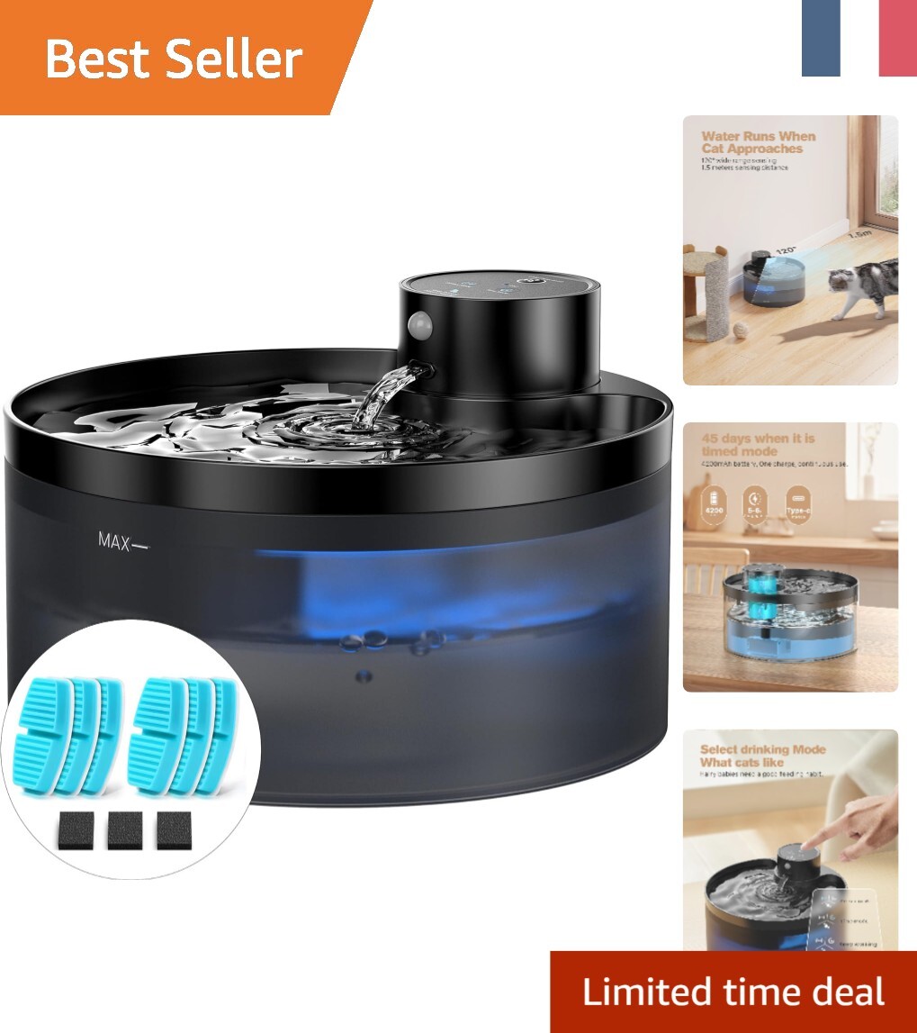 Fontaine à eau pour chat silencieuse autonome idéale pour le salon ou les vacances