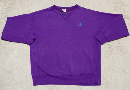 Vintage Riddell Sweatshirt Mens Large L Purple Long Sleeve Logo Crewneck 80s USA - Picture 1 of 12