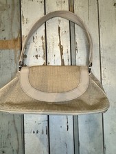 Vintage Liz Claiborne Tan Straw Woven Flap Closure Shoulder Handbag/Purse
