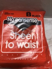 No Nonsense Sheer To Waist Pantyhose O24 Black Sheer toe Size B Vintage