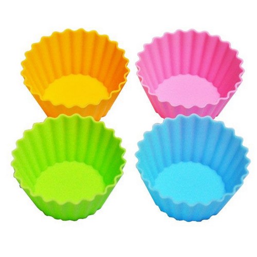 Set of 4 Silicon Baking Cup Cake Mold Lunch Bento Box Food Divider 3337