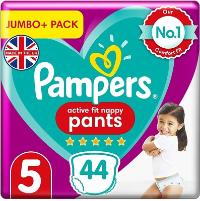 Pampers Baby Windelhose Größe 5 (12-17 kg / 27-38 lbs), Active Fit, 44 Stück
