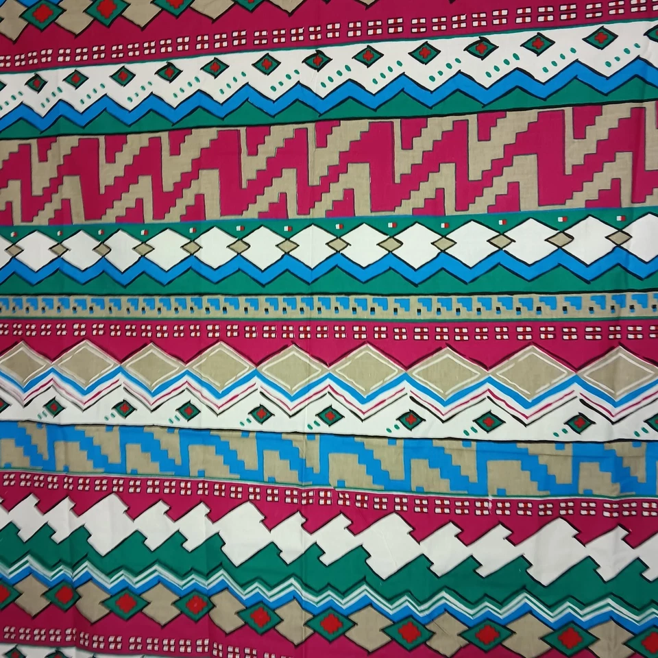 Tecido Vintage Joan Kessler Para Concord Sudoeste Asteca Geométrico Rosa Anos 1980 - Imagem 3 de 4