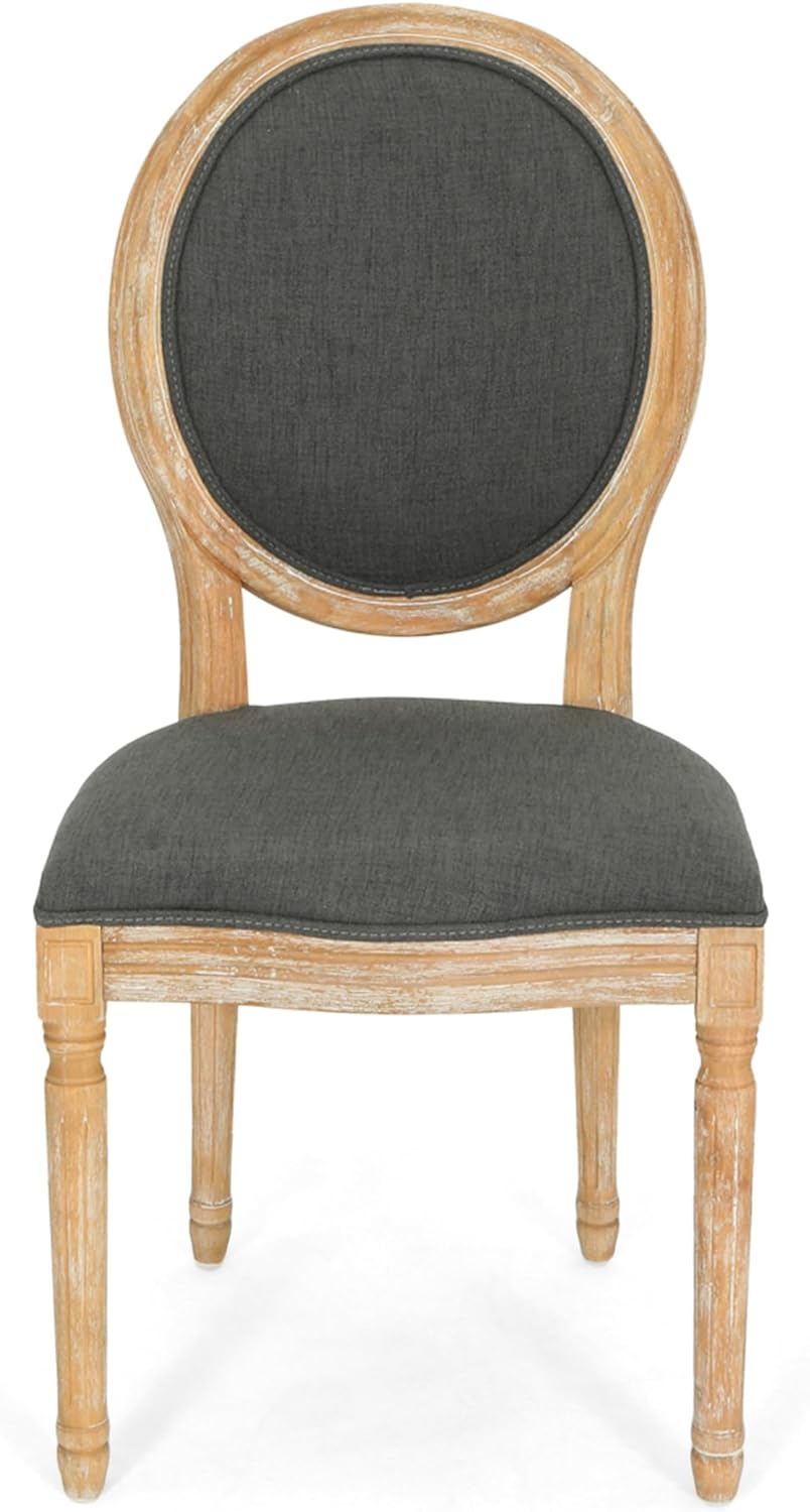 Hermosa French Country Fabric Dining Chairs (Set of 4), Black