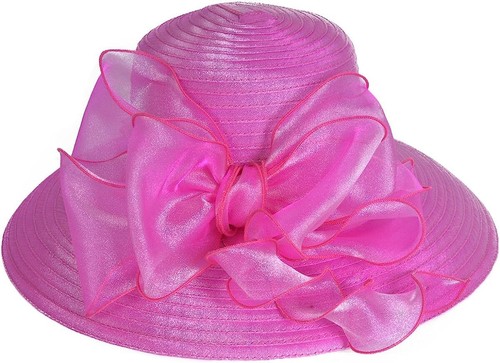 Women's Derby Dress Church Cloche Hat Bow Bucket Wedding Bowler WideBrim 7 COLOR - Picture 13 of 15