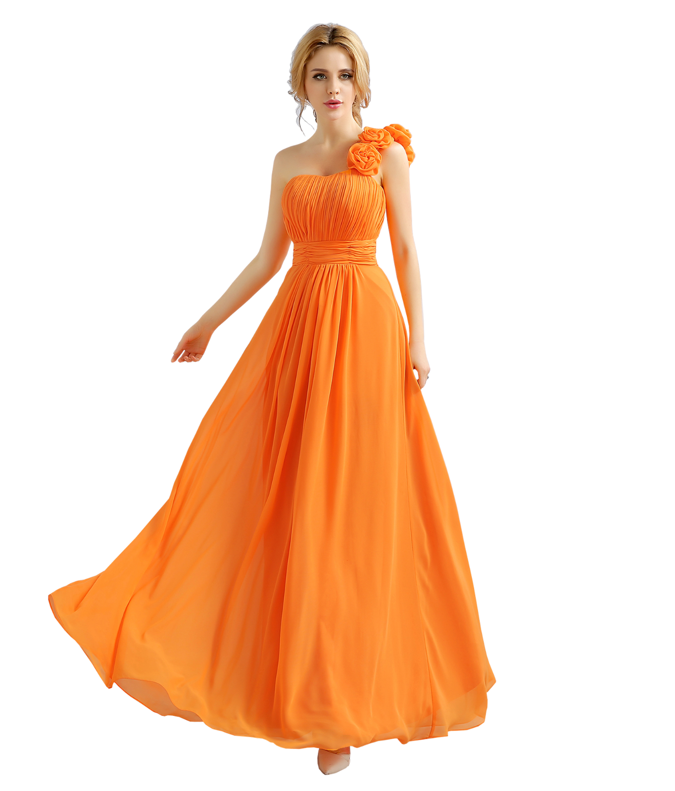 One shoulder flower Chiffon Floor Length Bridemaid Prom Party Evening Dress eBay