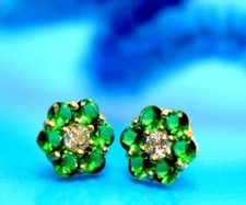 14k Yellow Gold Flower Stud Earrings with Screw Back