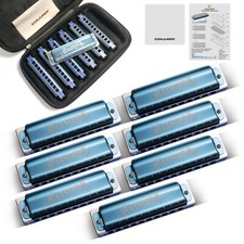 CONJURER 7 Keys Blues Harmonica Set for Beginner 10 Hole Diatonic Mouth Organ