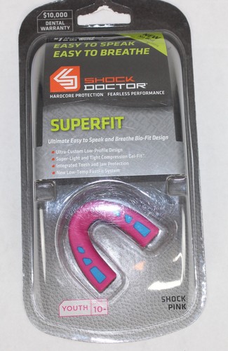 Protectores bucales Shock Doctor Superfit de fácil respiración para jóvenes 10 años y bajo rosa/azul - Imagen 2 de 4