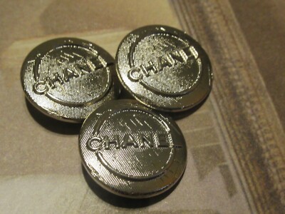 CHANEL  3 CLEAN SILVER METAL BUTTONS  20MM / 3/4''  lot 3 C H A N E L