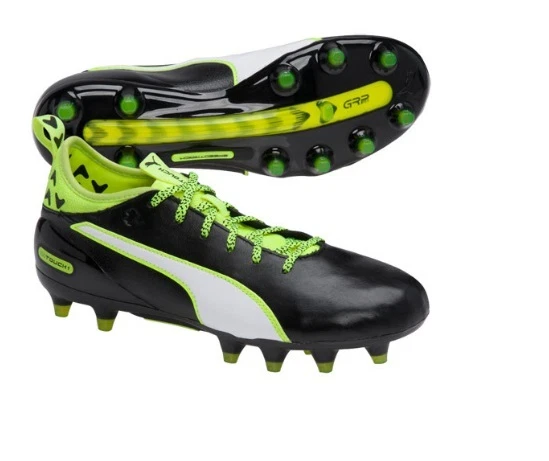 Puma evoTouch 1 FG Black Leather Youth Boys Girls Kids Soccer
