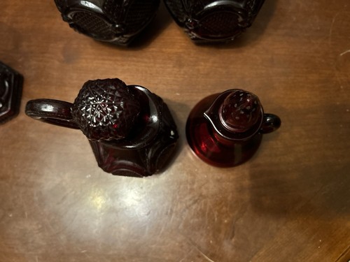 Lot Of 5 Ruby Red Glass AVON 1876 Cape Cod PCs 2 Decanters 2 Cruets 1Candlestick - Picture 8 of 13