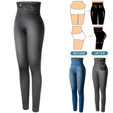 Faux Denim Leggings High Waist Jeggings Jeans Printing Skinny Pencil Pants Jeans