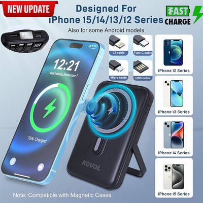 10000mAh Magnetische 4Kabels Wireless PowerBank 22.5W PD fr iPhone 15-12