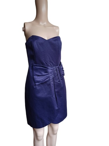 Anthropologie Greylin Womens Strapless Short Purple Dress Ruffled Bow Small