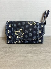 Vera Bradley Wallet Rare Blue w/ Leaves Tri-Fold Wallet Retired