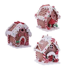  3Pcs Christmas LED Gingerbread House Santa Snowman Xmas Village Hanging 