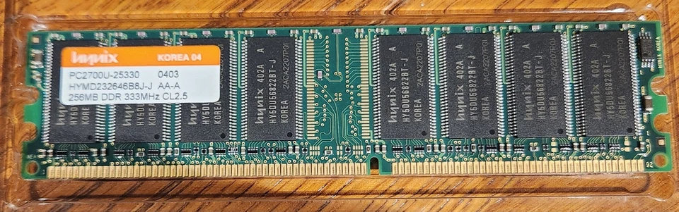 1 X PC2700U-25330 0403 HYMD232646B8J-J AA-A 256MB DDR 333MHZ CL2.5 04 MEMORY RAM - Image 2 of 2