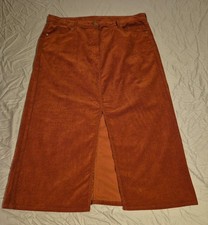 a.n.a. Corduroy Skirt 18W Rust Red Maxi Front Slit Preppy Academia Autumn Fall