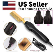 Peine alisador de pelo eléctrico profesional peine alisador de barba peine caliente prensa