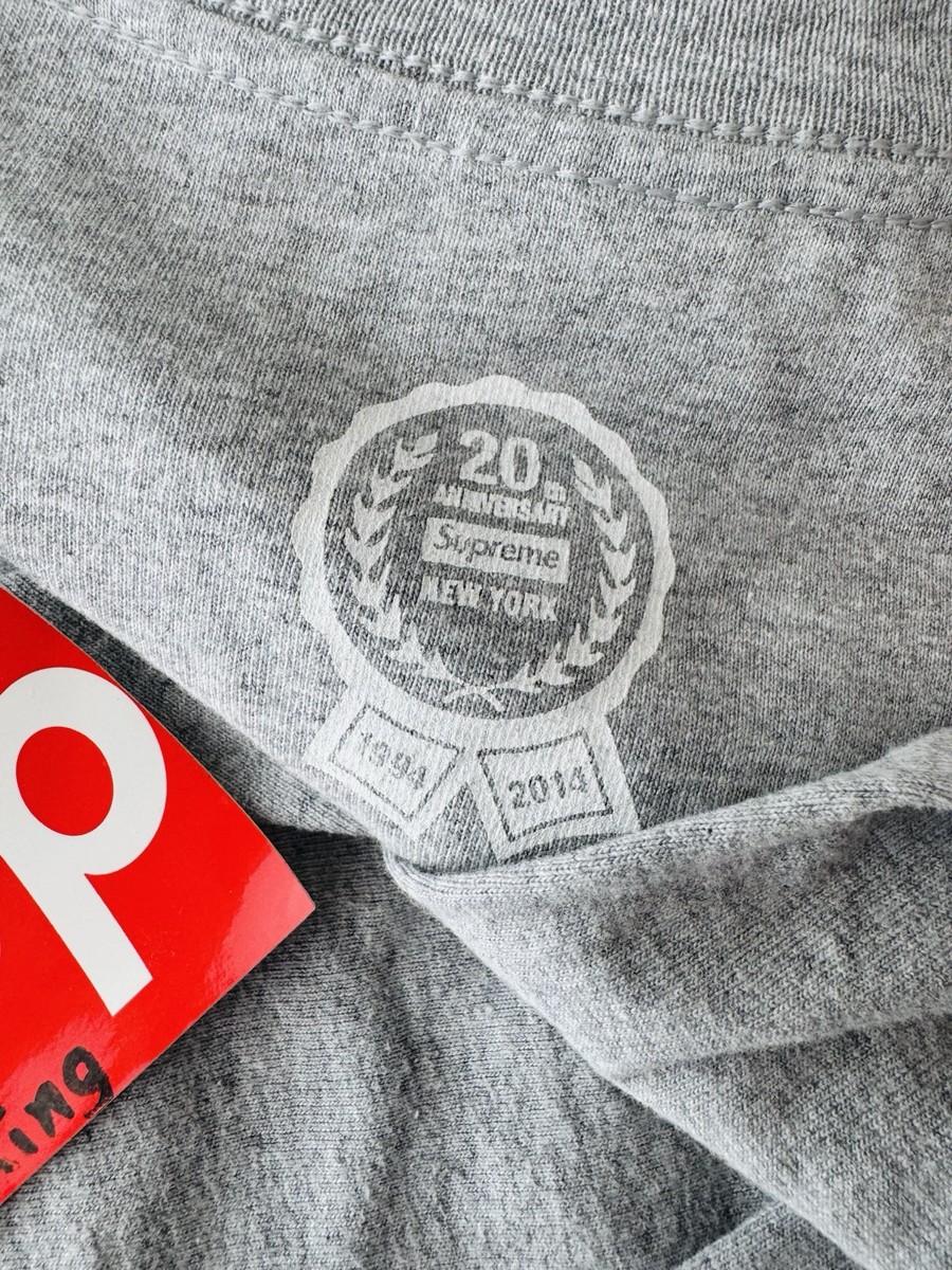 Supreme 20th Anniversary Box Logo Tee Heather Grey small 100