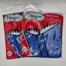 Imagine Stretchable School Book Cover Set 8"x10" New Blue Solid
