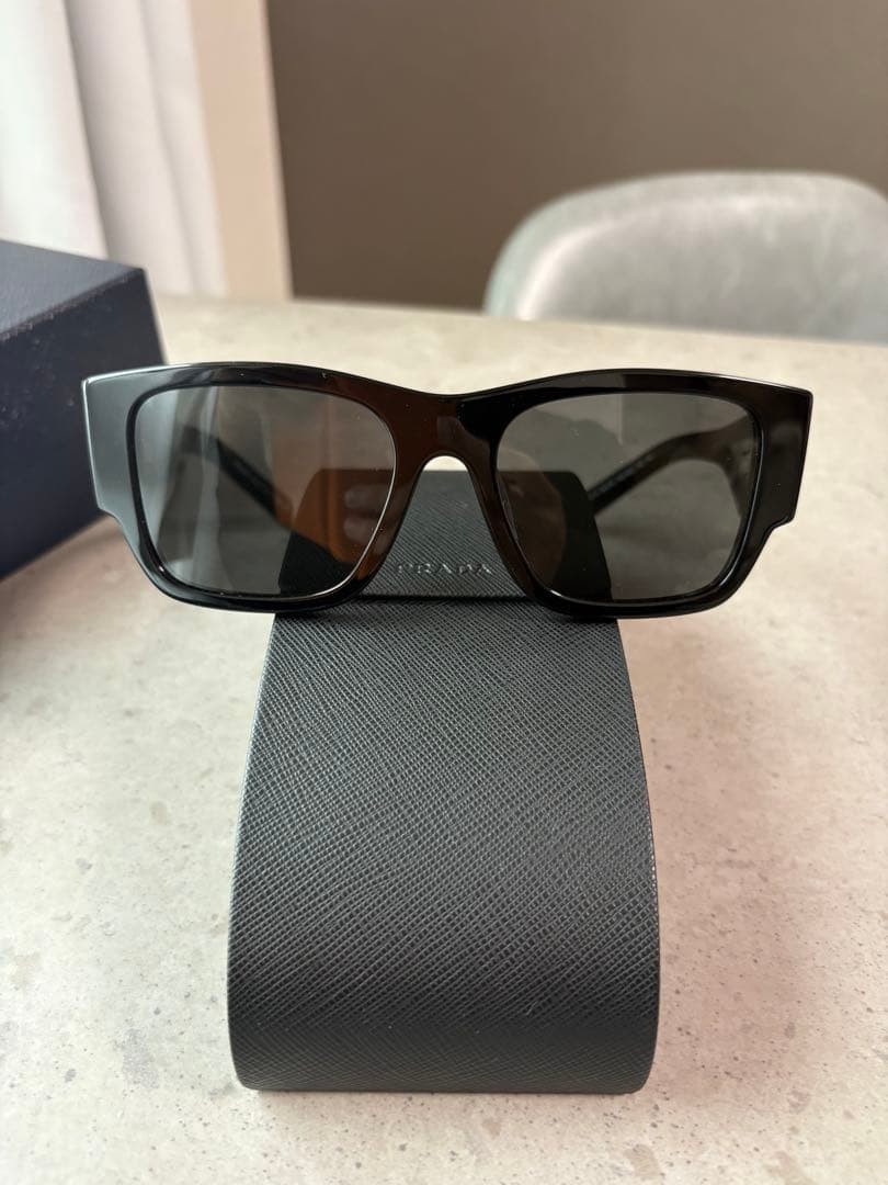 PRADA Square Frame Sunglasses Black Logo, Women's & Men's Used thumbnail 2