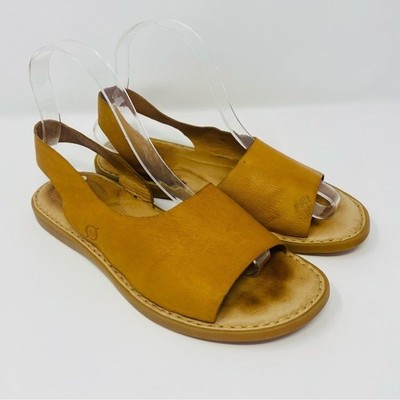 Born Women s 7M Inlet Sandals Slingback Mustard Yellow Leather Boho Bohemian