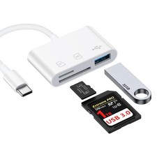 USB C SD Card Reader for iPhone 16 15 Pro Max/Plus,Samsung Galaxy S25 White