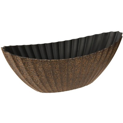 Pflanzschale oval mit Rillen Anthrazit Gold 36cm Schale Deko