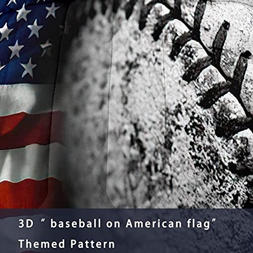 Boys Comforter Set,Baseball Sports Bedding Full Baseball and Flag 5001 - Picture 6 of 8
