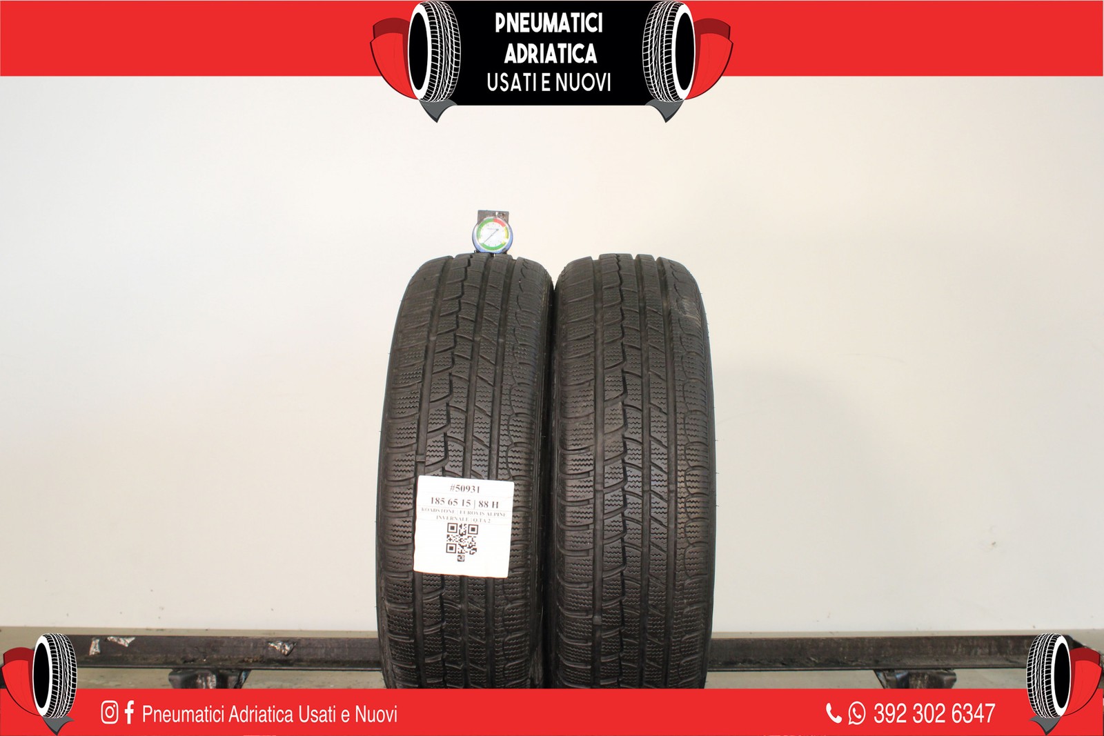2 PNEUMATICI ROADSTONE 185/65 R15 INVERNALI GOMME USATE 85% - ADRIATICA