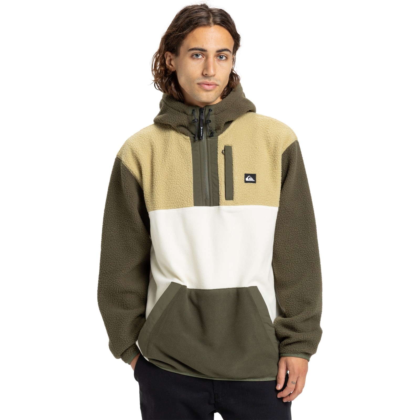 Quiksilver Mens Ocean View Mix Up Hooded Half Zip Fleece - Grape Leaf - M