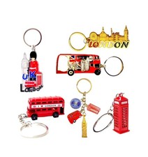 6 BRITISH MINIATURE LONDON KEY RING BRELOCK DIECAST METAL KEYCHAIN SOUVENIR GIFT