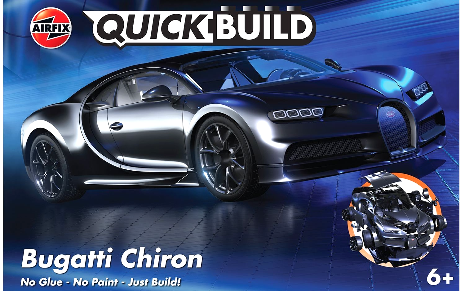 AIRFIX Quick Build J6025 Bugatti Chiron Plastic Model Kit - Black - BNIB