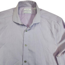 Calvin Klein Mens 15.5 32 33 Purple Herringbone Slim Fit Non Iron Dress Shirt