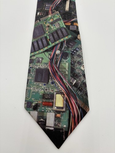 Vintage Ralph Marlin Neck Tie Mens Multi Computer Circuit Board 100% Polyester - Picture 3 of 7