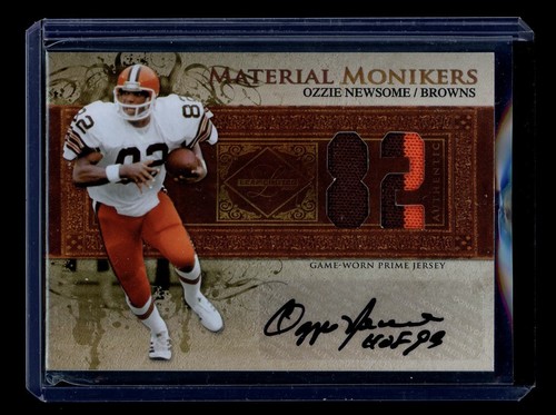 2007 Donruss Leaf Limited Monikers Ozzie Newsome Game Used Dual Patch Auto /25