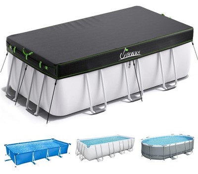 7x10 FT Rectangular Pool Cover with Reflective Strips for Above Ground Pools