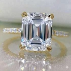 Elegant Ring 3.70 Ct IGI Lab Grown Emerald cut Diamond 14k Yellow Gold E F VVS2