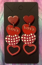Women  s Heart Shaped Acrylic Earrings. Valentine, Lovers, Light Weight. Festive