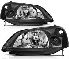 For 2001 2002 2003 Honda Civic Headlights Black Housing Headlamps Pair